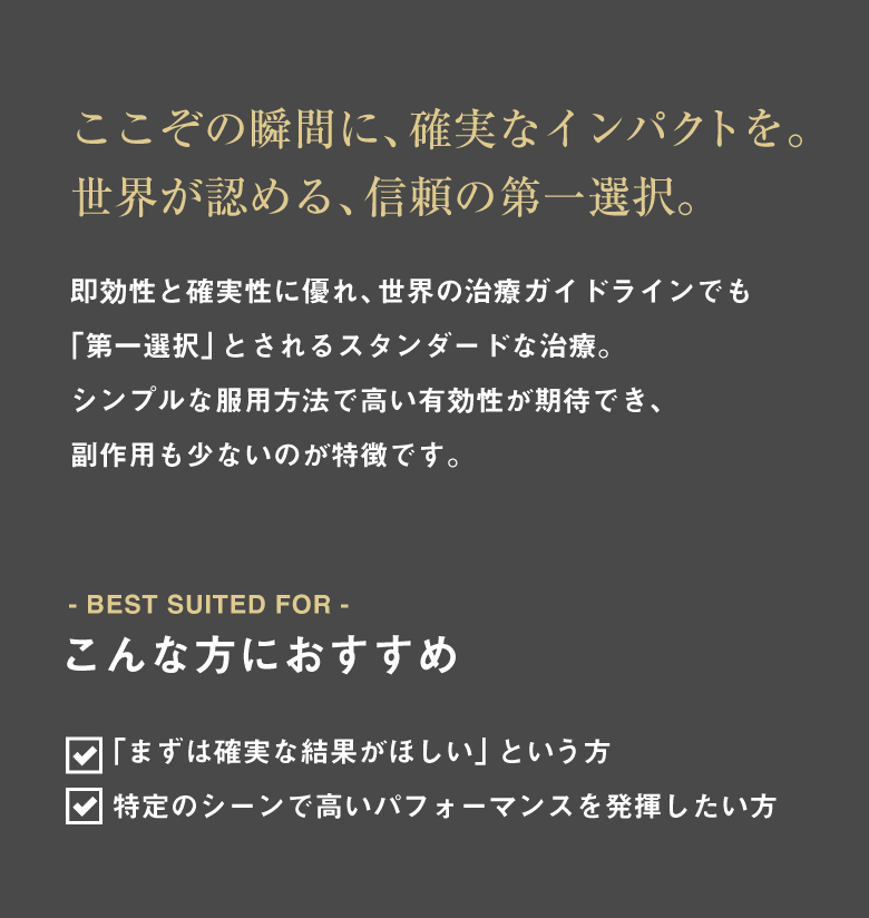 ここぞの瞬間に、確実なインパクトを。世界が認める、信頼の第一選択。